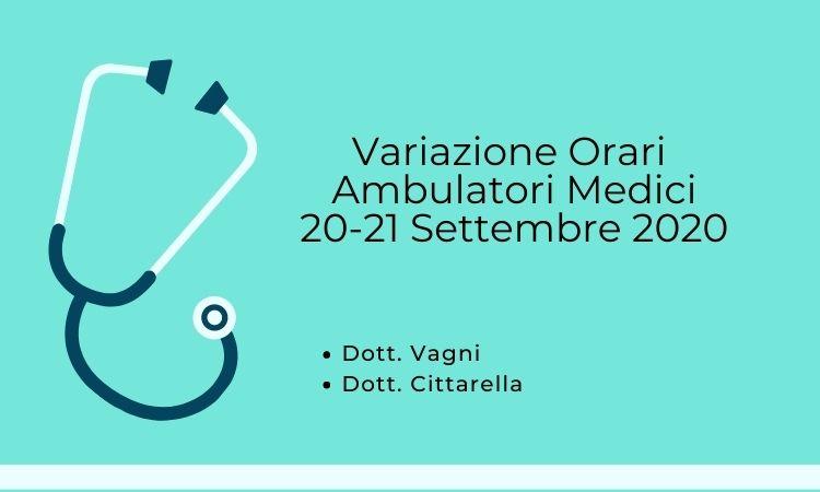 Orari ambulatori medici 20-21 settembre 2020
